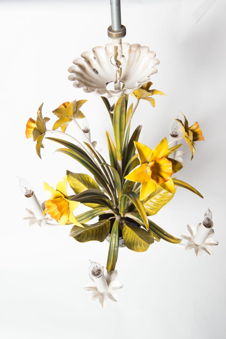 Italian Metal Daffodil Chandelier For Sale at 1stDibs