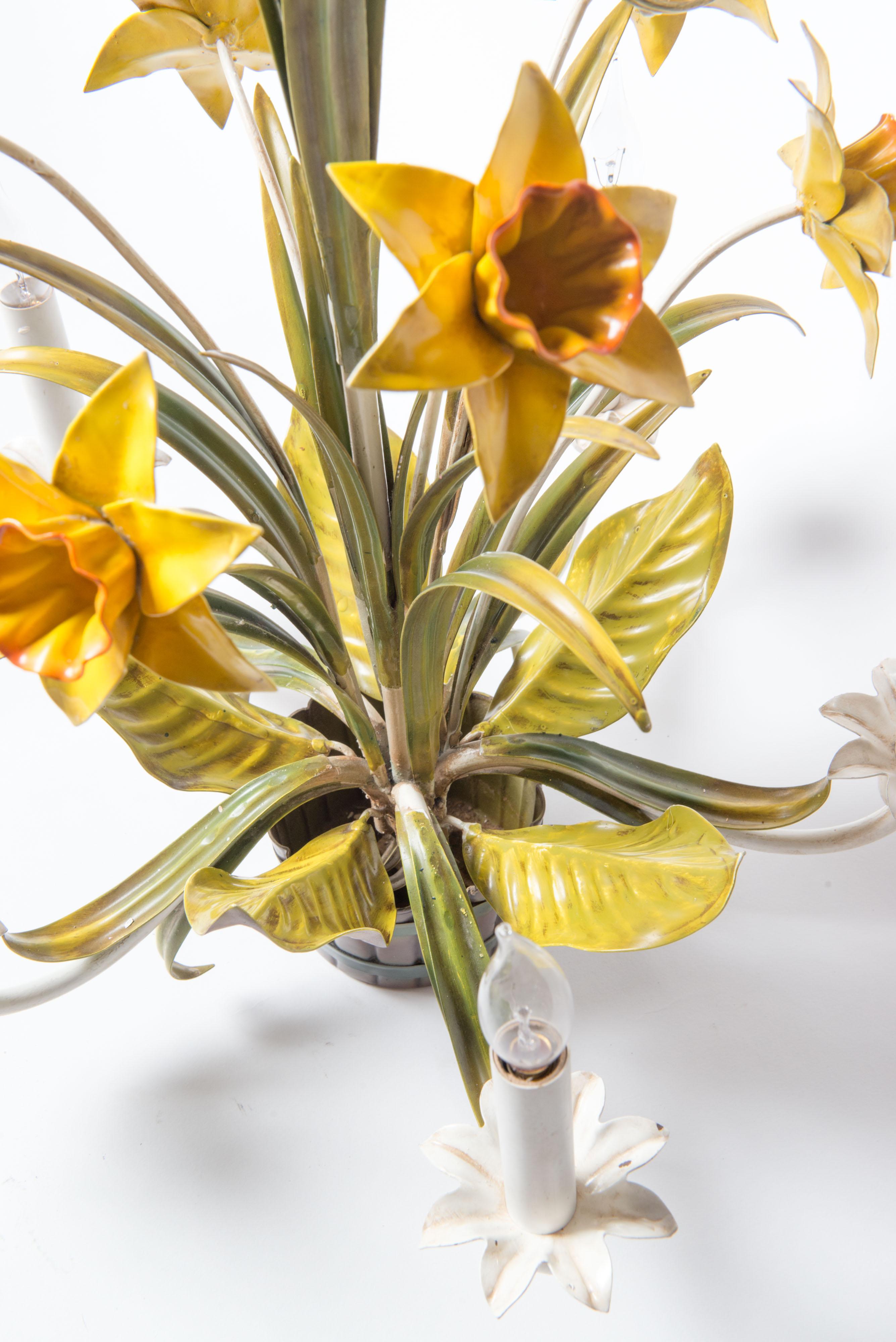 Italian Metal Daffodil Chandelier For Sale 1
