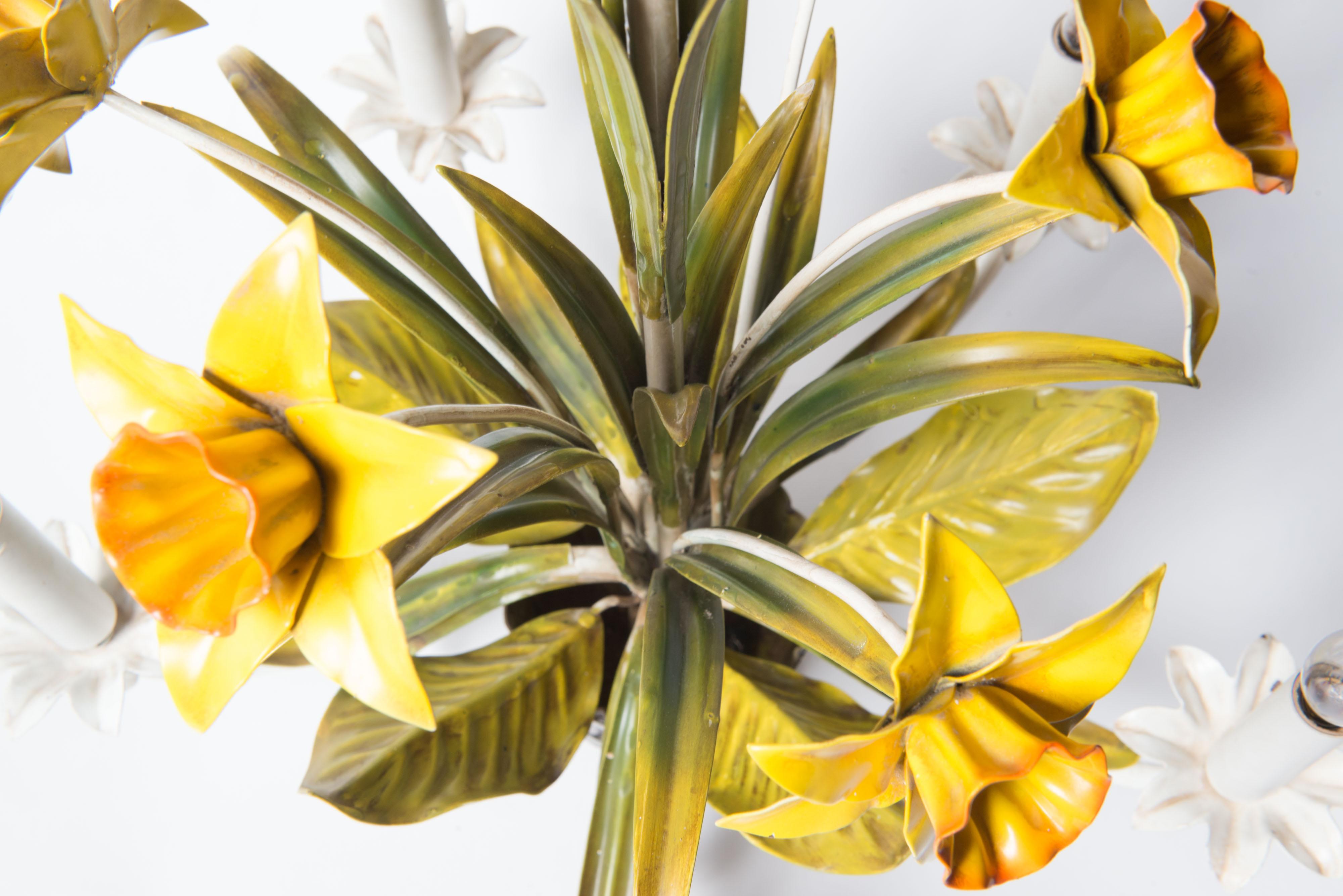 Italian Metal Daffodil Chandelier For Sale 2