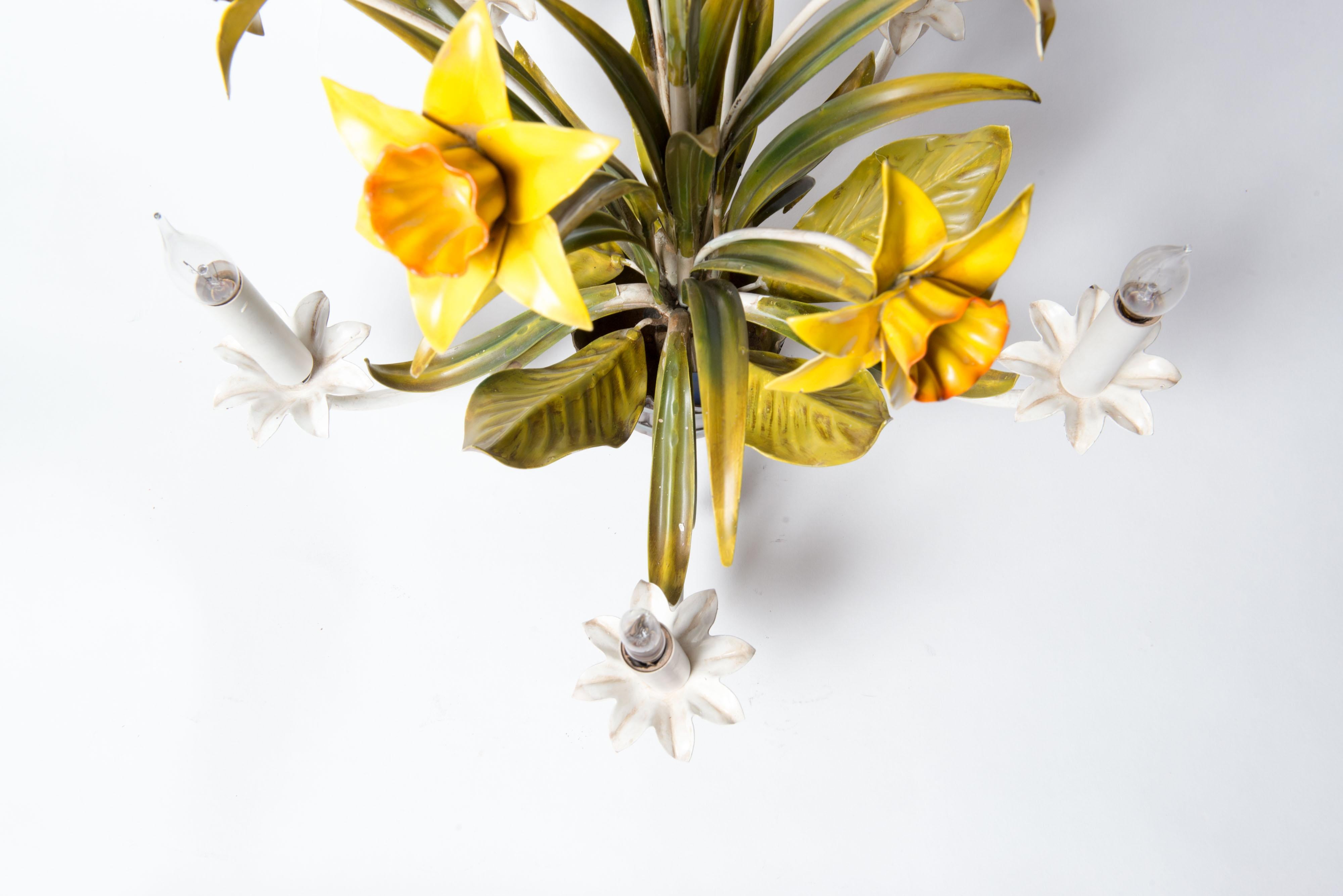 Italian Metal Daffodil Chandelier For Sale 3