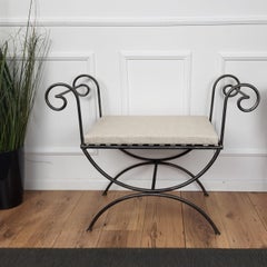 Italian Metal Iron Bench Stool Roll Arm Window Seat New Cushion