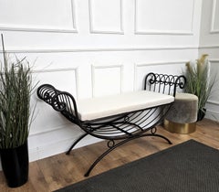 Italian Metal Iron Bench Stool Roll Arm Window Seat New Cushion