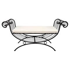 Italian Metal Iron Bench Stool Roll Arm Window Seat New Cushion