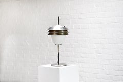 Italian Metal & Opal Glass Table Lamp Attributed to Stilnovo, 1960s