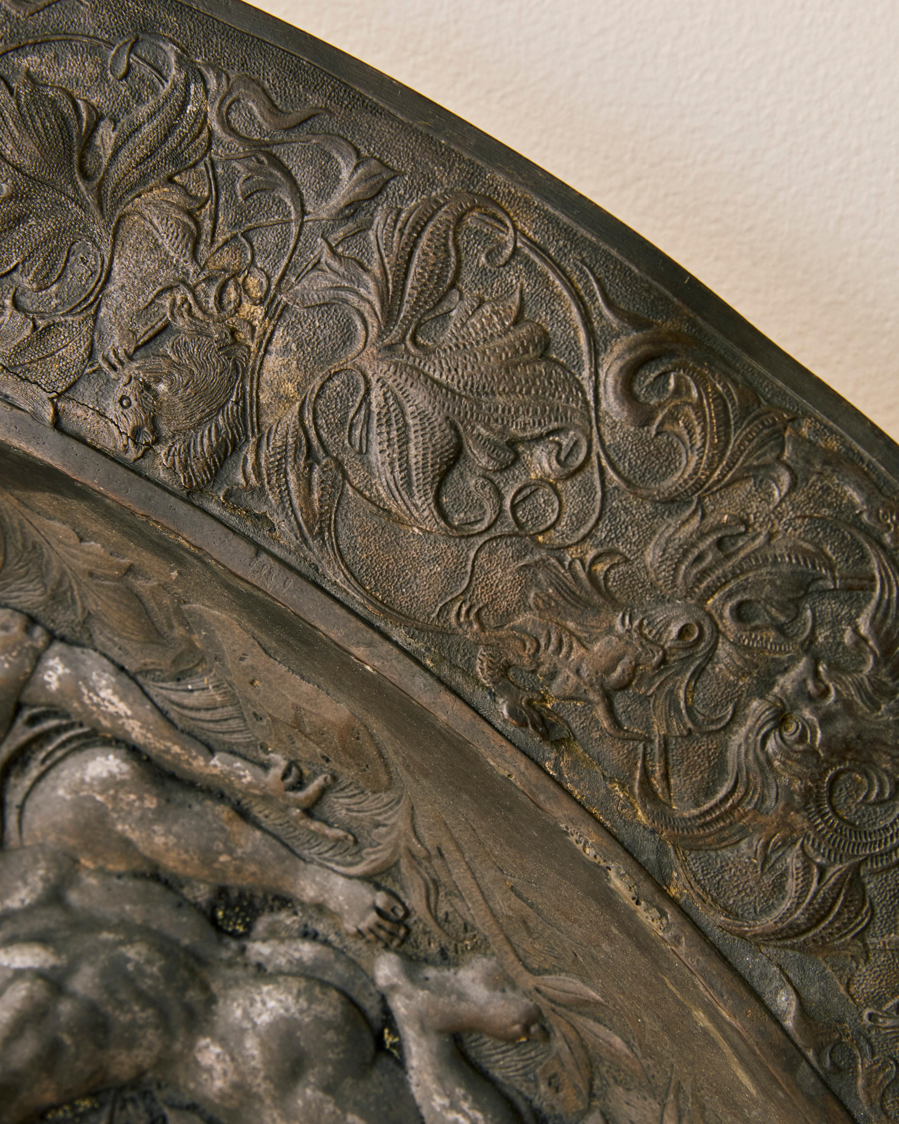 Early 20th Century Italian Metal Relief Charger in The Manner of Eugenio Bellosio c. 1900 For Sale