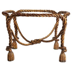 Italian Metal Rope Stool/ Table In Gold Gilt, After Napoleon lll