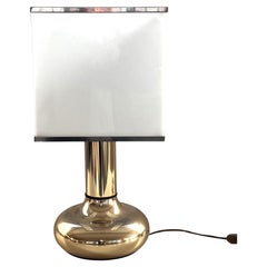 Italian Metal Table Lamp with Square Perspex Lampshade, 1970s