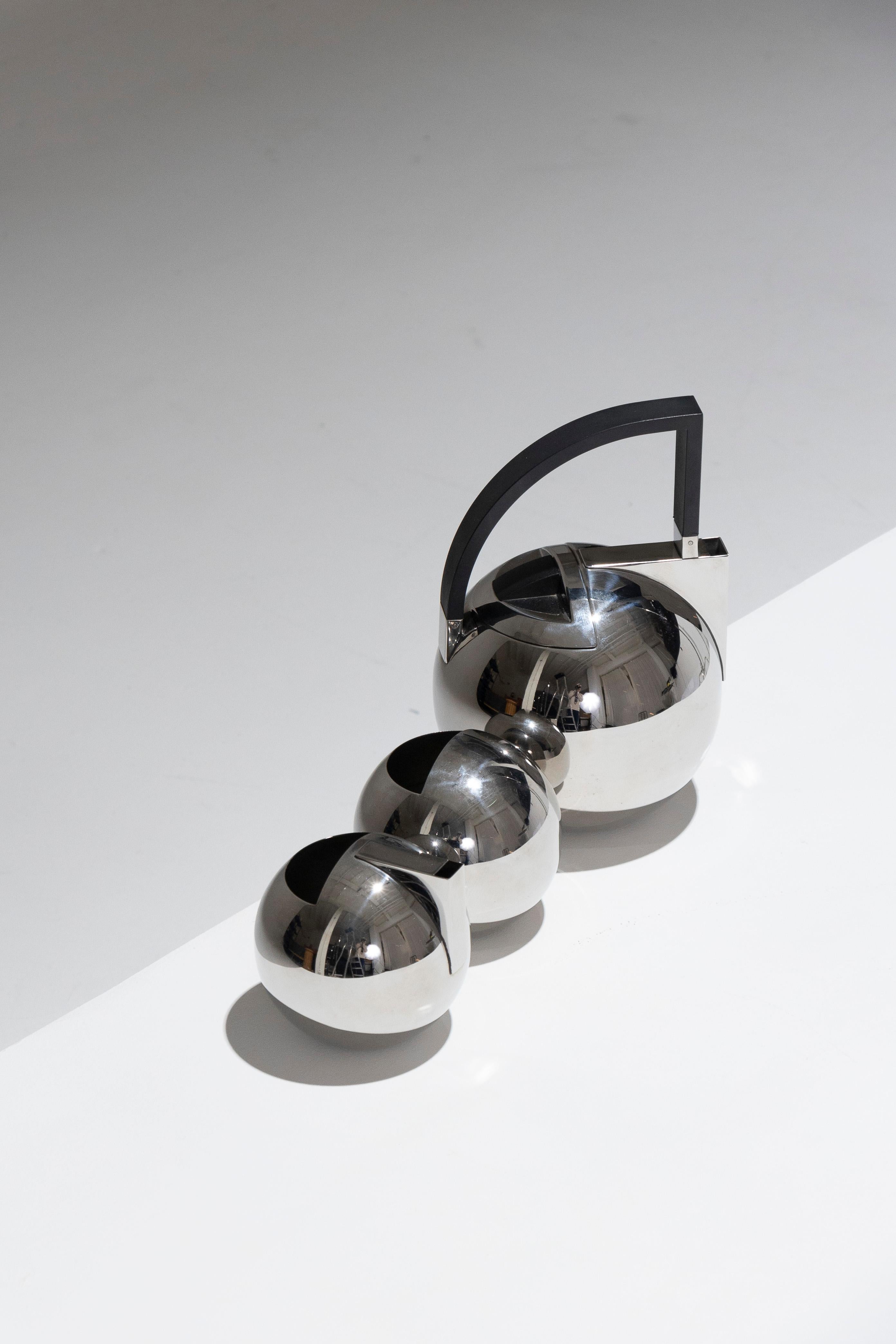 Modern Italian Metal Tea Set, 1980s