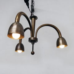 Italian Metal Three-Lights Art Deco Ceiling Lamp, 1930s