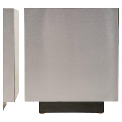 Italian Metallic Finish Cube Side Table, 1970s - 2 Available