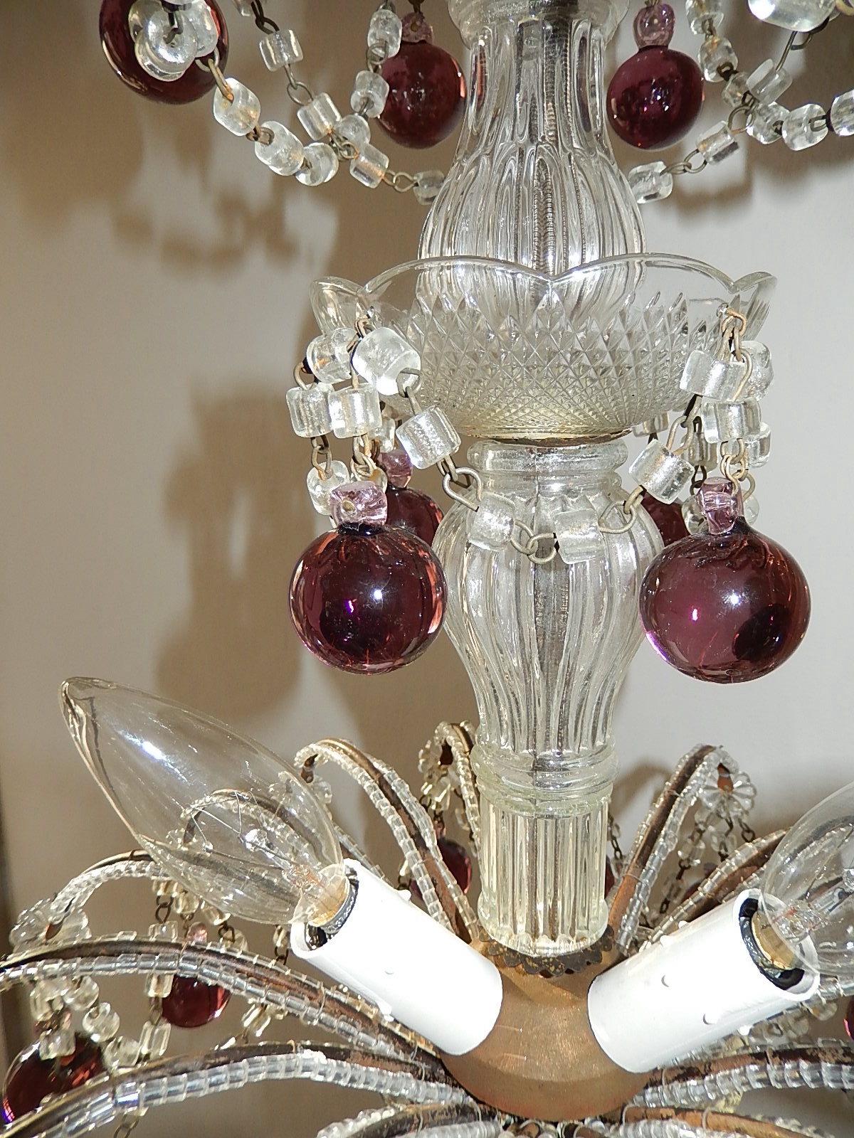 Lustre italien en gouttes d'améthyste de Murano en micro-perles, vers les années 1920 en vente 6