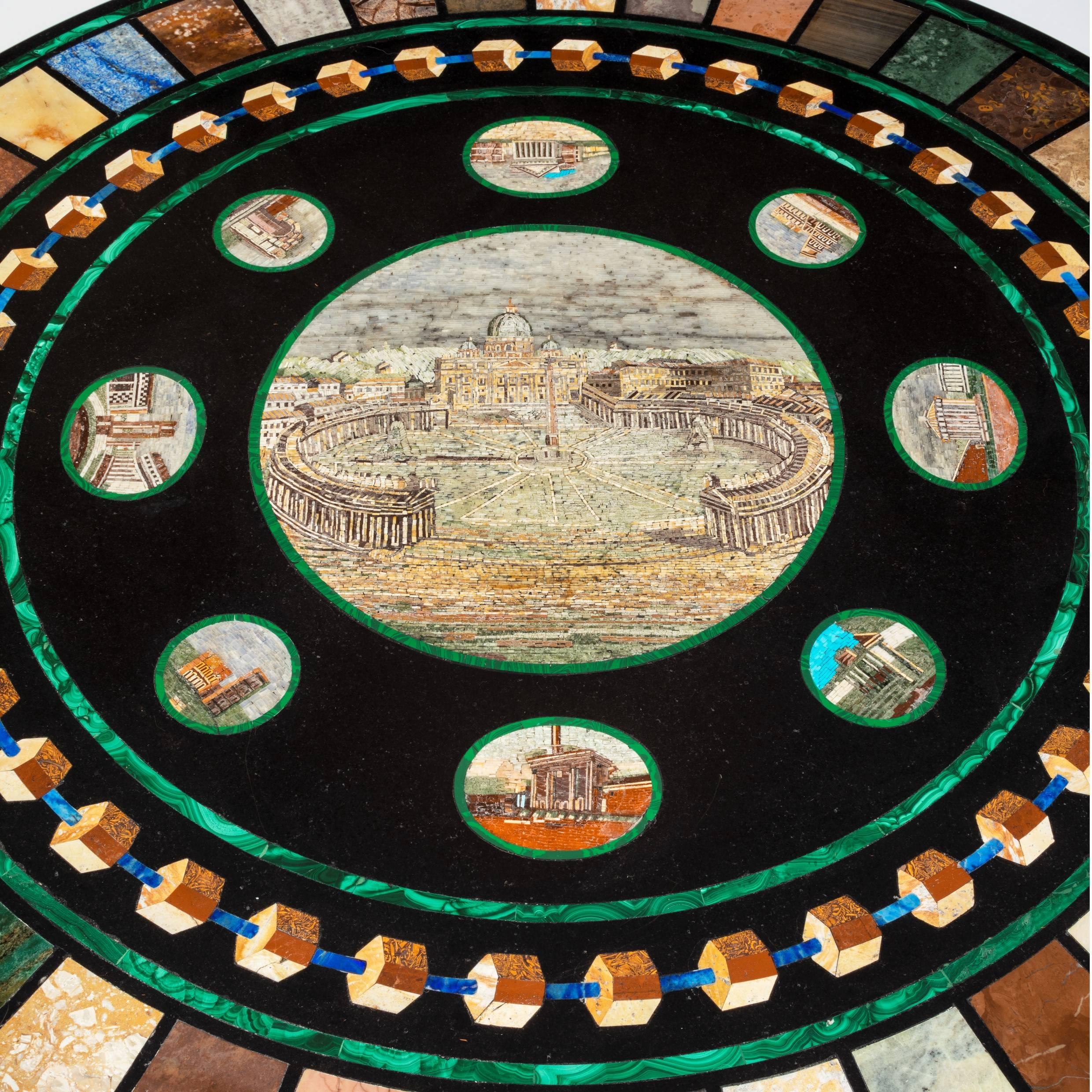 Table centrale italienne en micro-mosaïque et plateau en marbre de type spécimen en vente 3