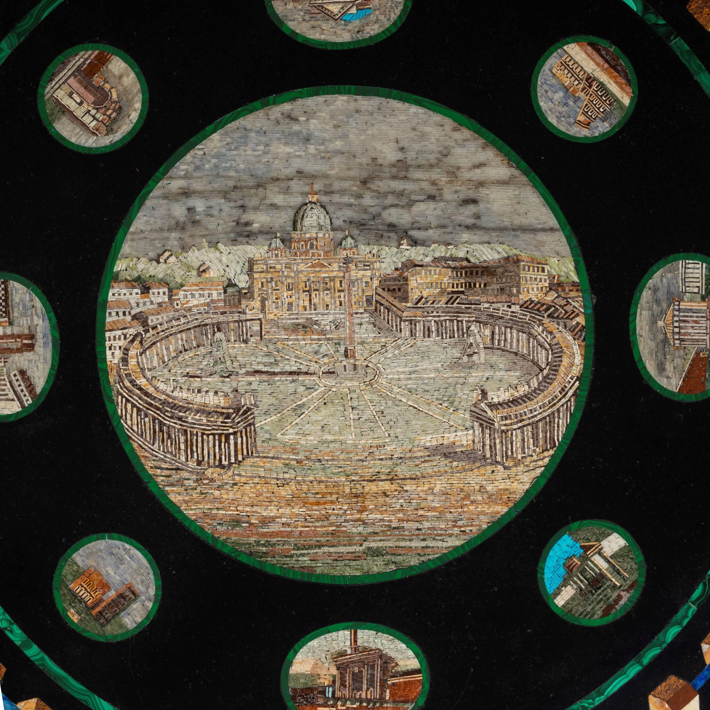 Table centrale italienne en micro-mosaïque et plateau en marbre de type spécimen en vente 4