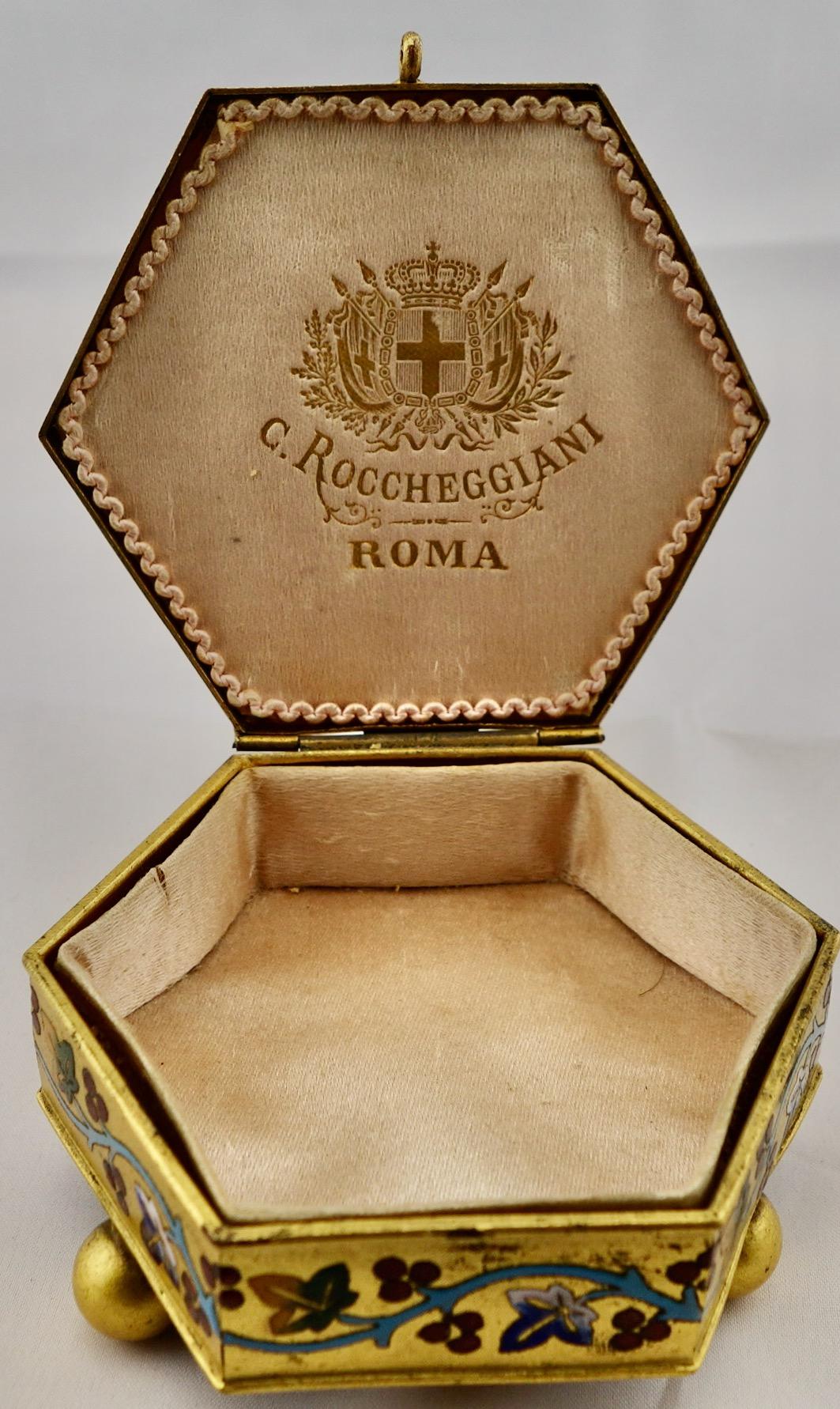 Mosaic Italian Micromosaic Hexagonal Box by Roccheggiani Workshop, Rome, 1880s