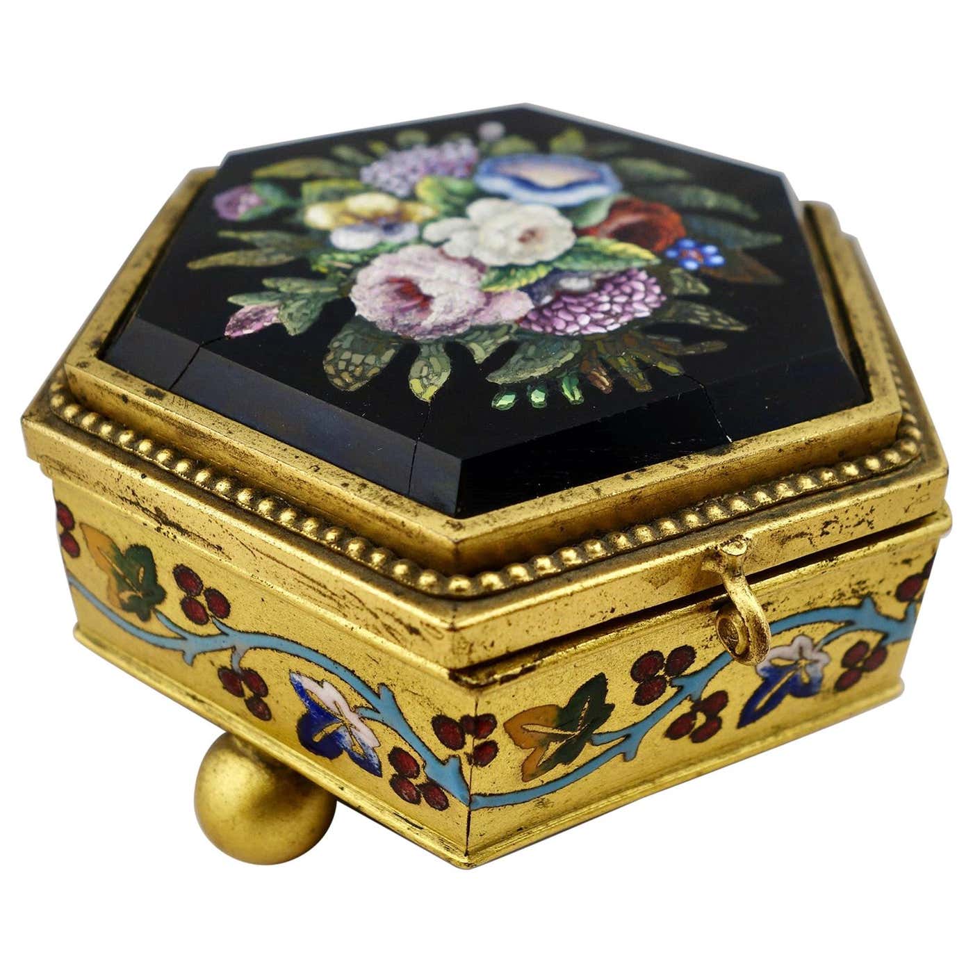 Italian Micromosaic Hexagonal Box by Roccheggiani Workshop, Rome, 1880s ...