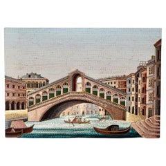 Plaque de micromosaïque italienne représentant le voile du pont du Rialto à Venise
