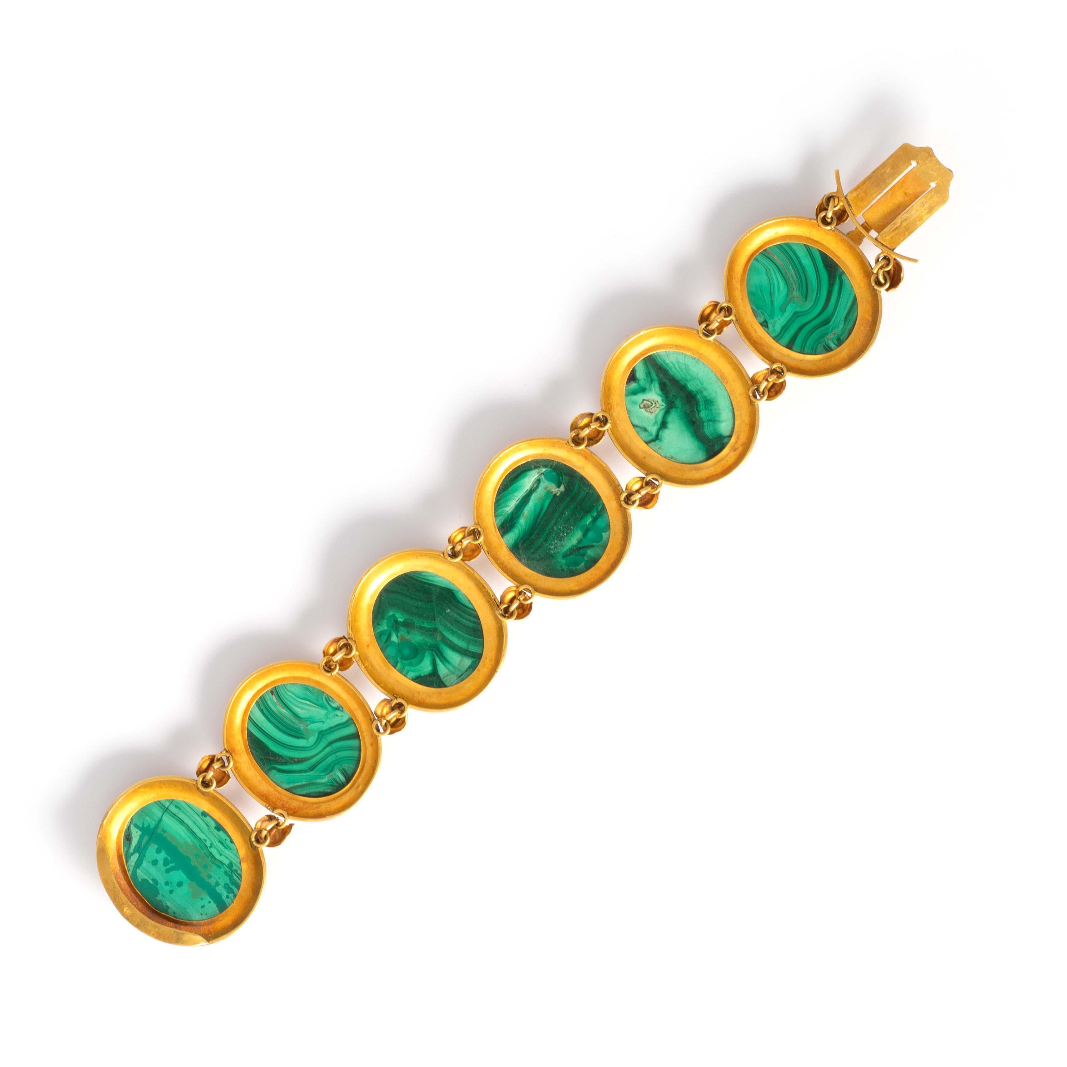 Women's or Men's Italian Micromosaic Yellow Gold Bracelet For Sale