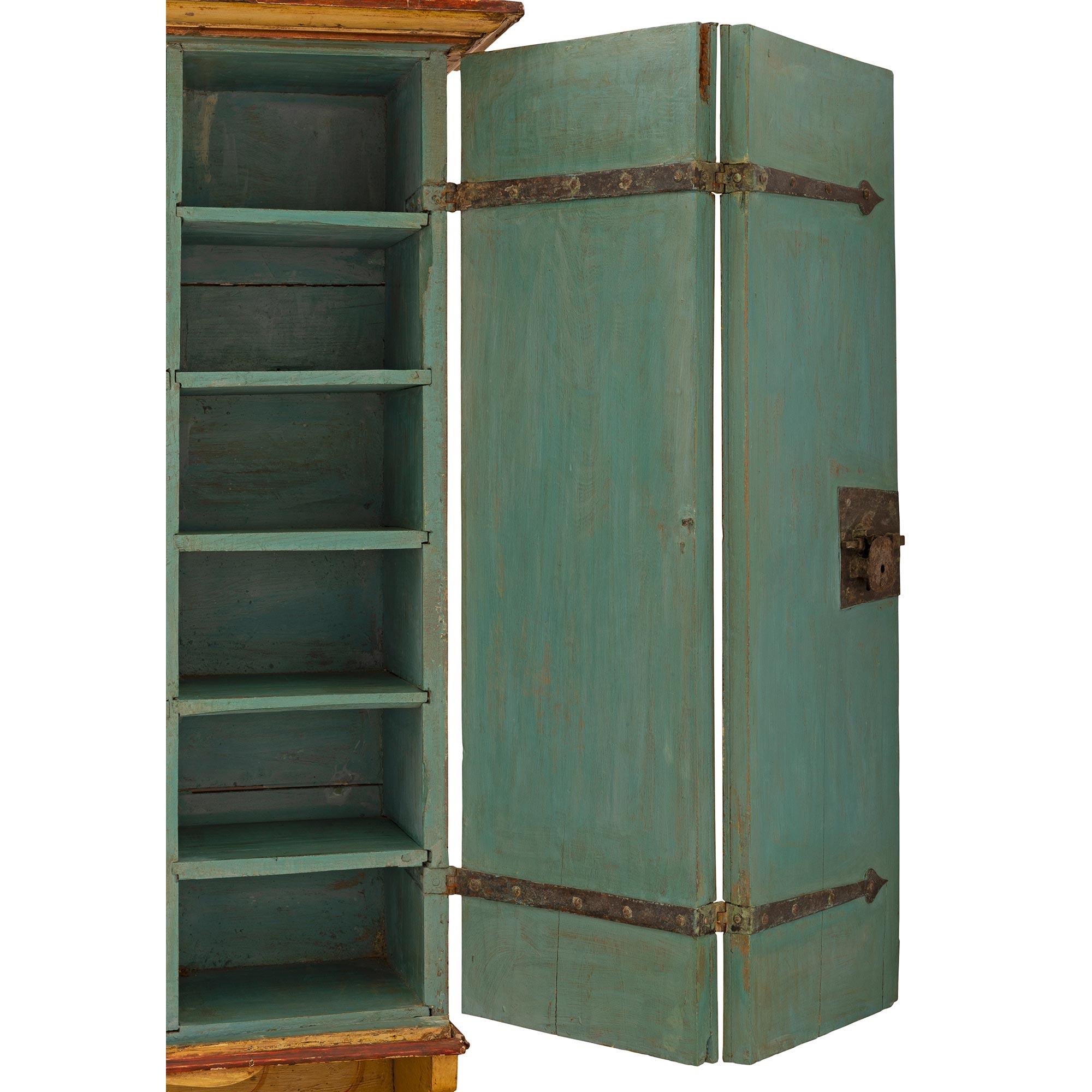 Meuble de rangement/bureau italien du milieu du XVIIIe siècle peint à la main de style Gênese-Saint-Jacques en vente 8