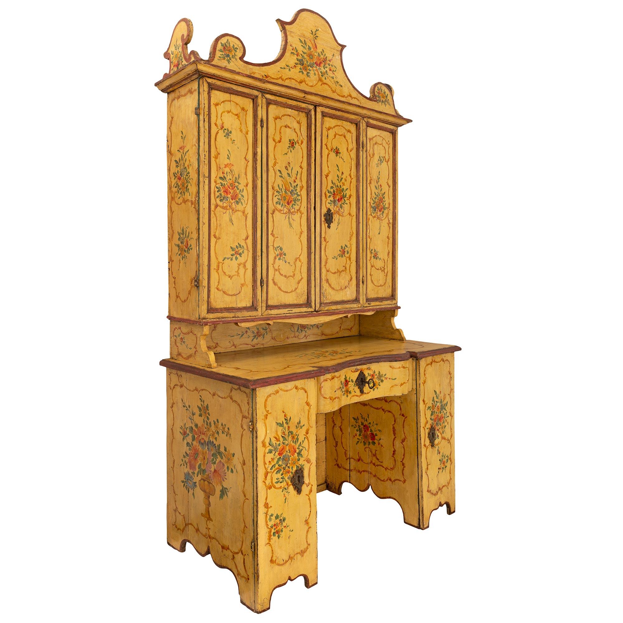 Italian Mid-18th Century Genovese St. Hand Painted Cabinet / Desk In Good Condition For Sale In West Palm Beach, FL
