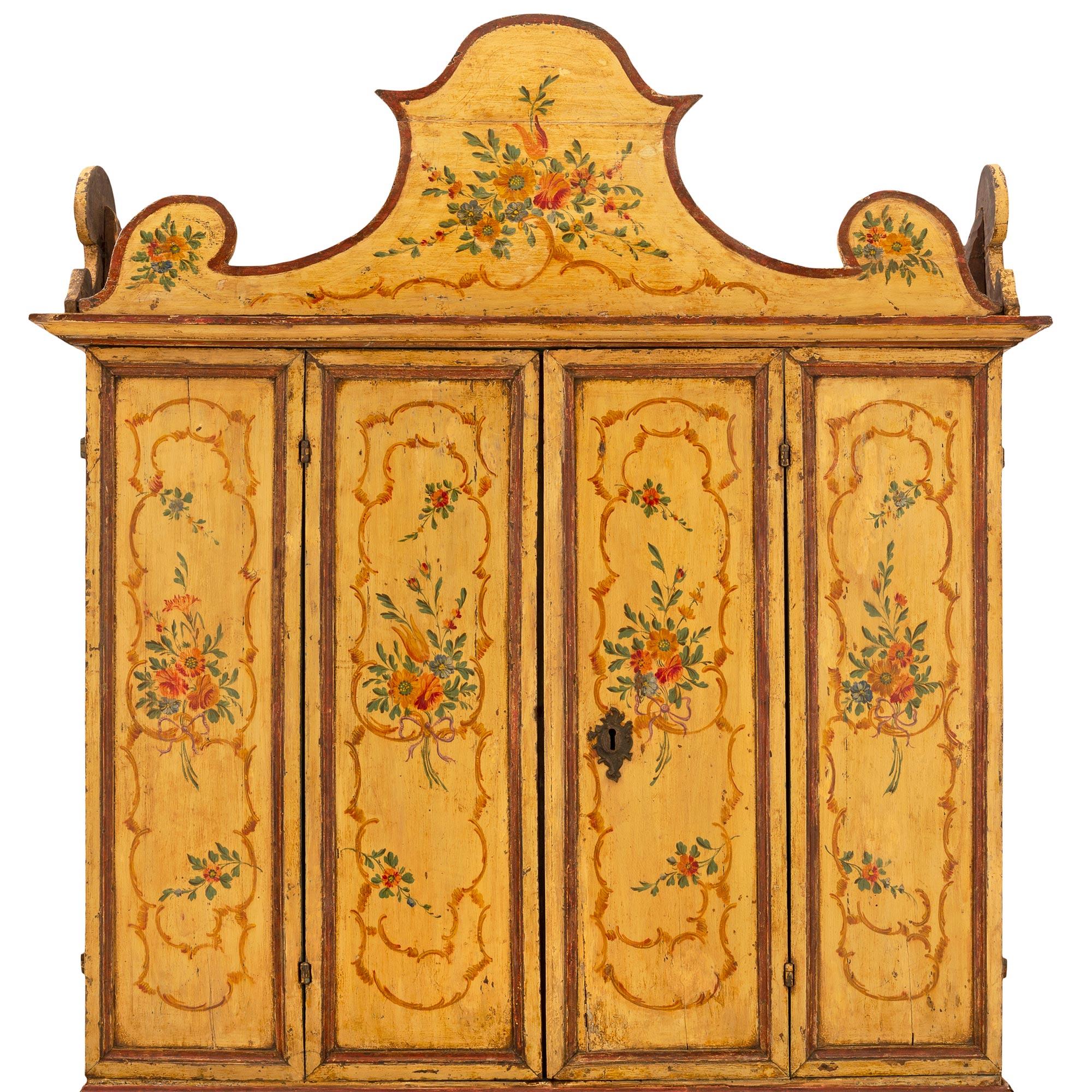 Wood Italian Mid-18th Century Genovese St. Hand Painted Cabinet / Desk For Sale