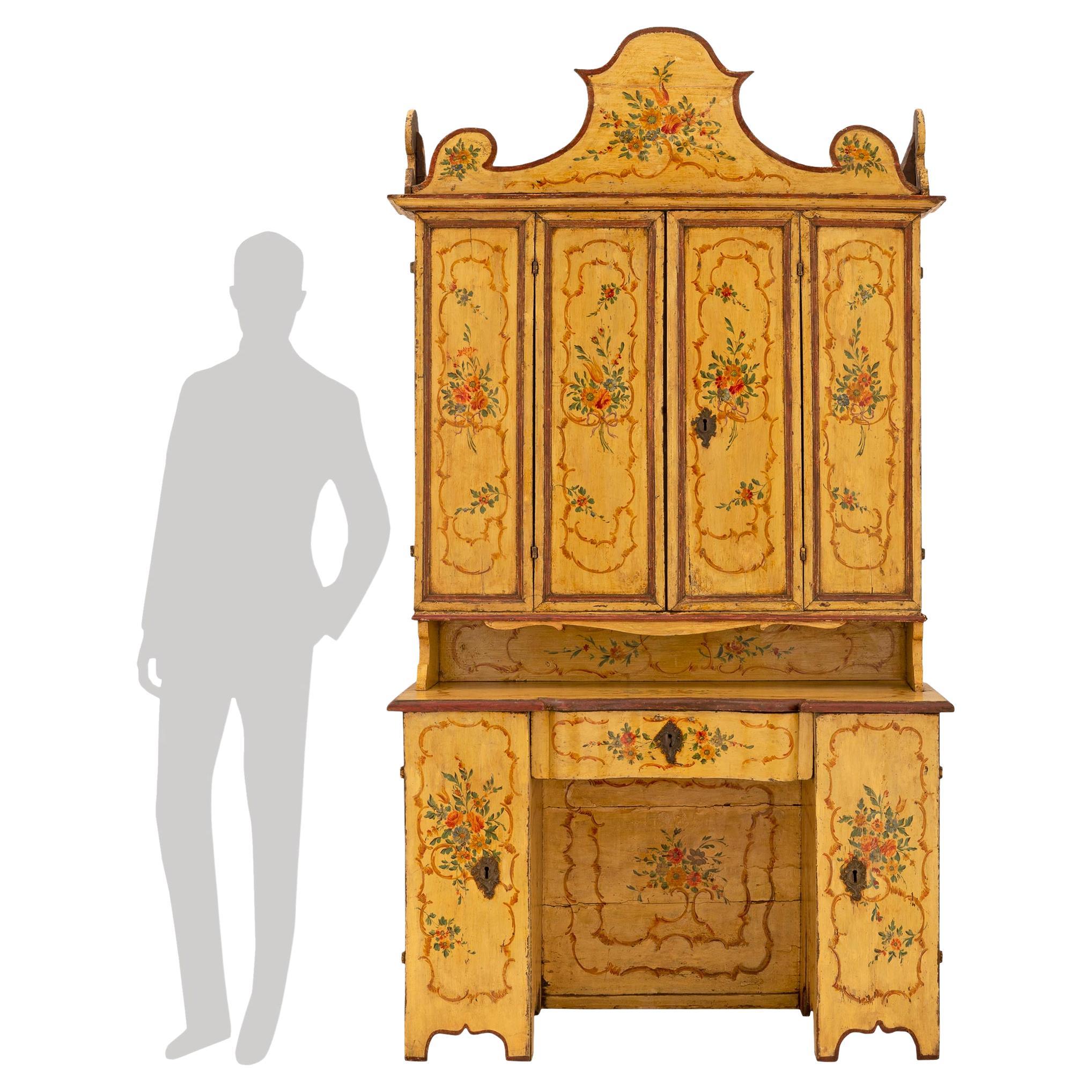 Italian Mid-18th Century Genovese St. Hand Painted Cabinet / Desk For Sale