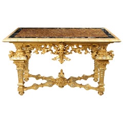 Italian Mid-18th Century Giltwood Console Table Made in Rome