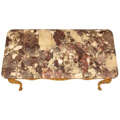 Italian Mid-18th Century Louis XV Period Giltwood and Marble Center Table