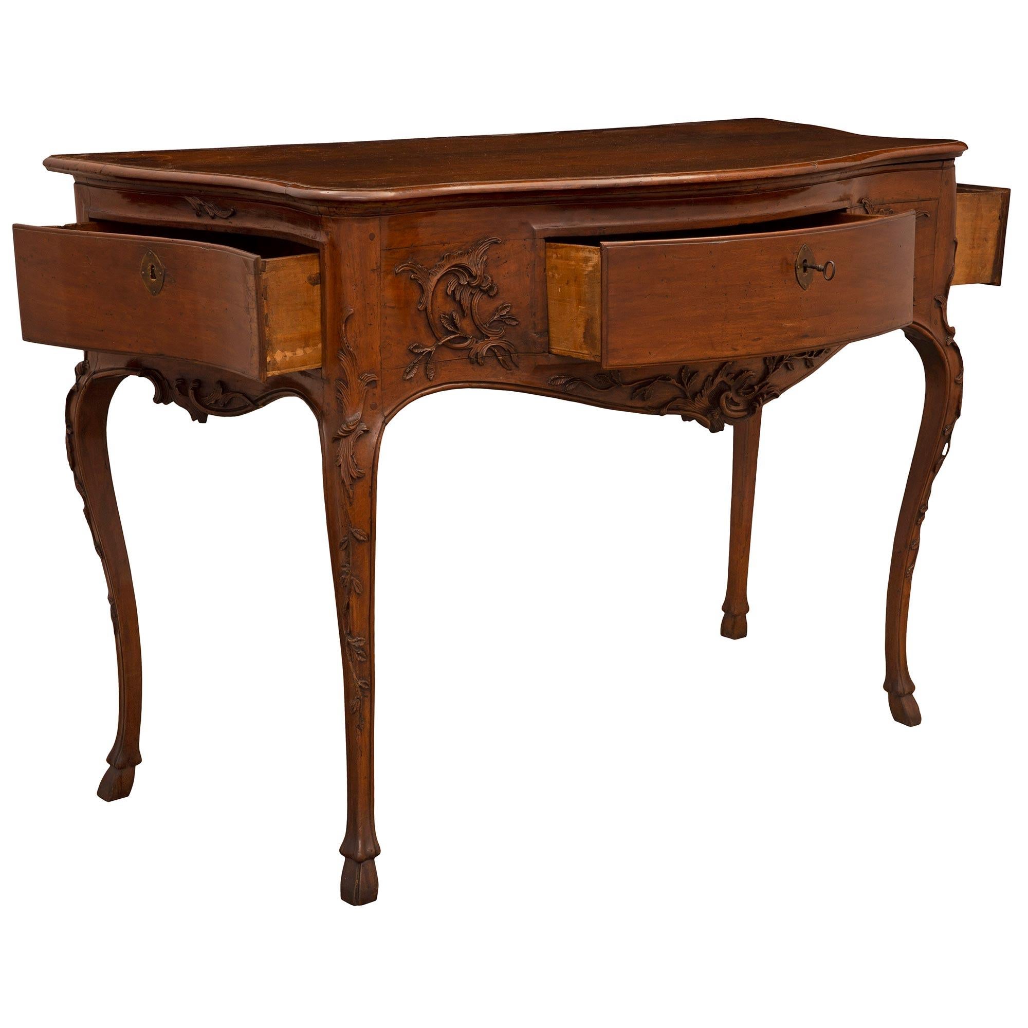 18th Century and Earlier Italian Mid 18th Century Louis XV Period Walnut Console For Sale