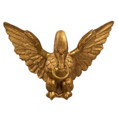 Italian Mid-18th Century Louis XVI Period Wall Mounted Open Winged Giltwood Swan