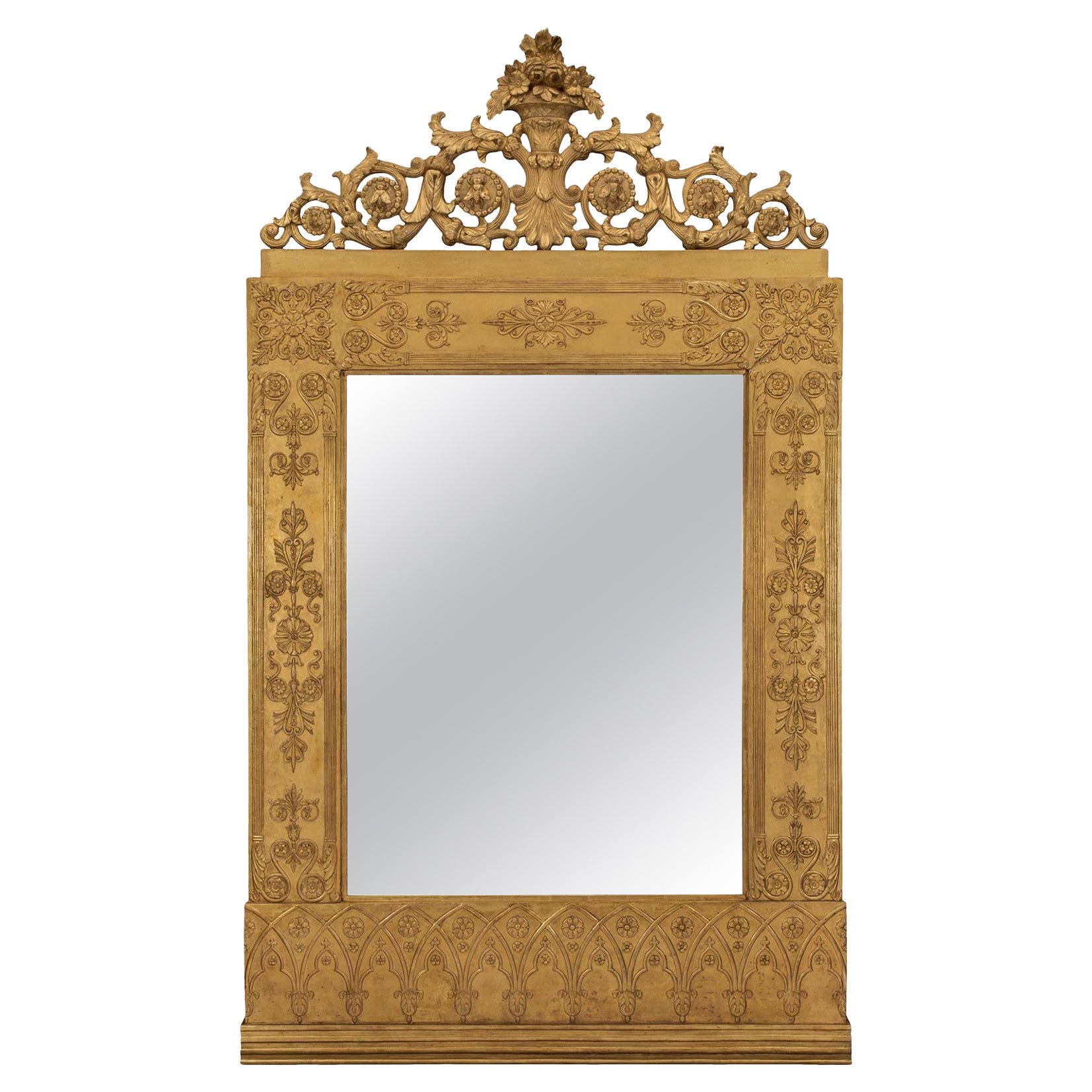 Miroir en bois doré néoclassique italien du milieu du XVIIIe siècle
