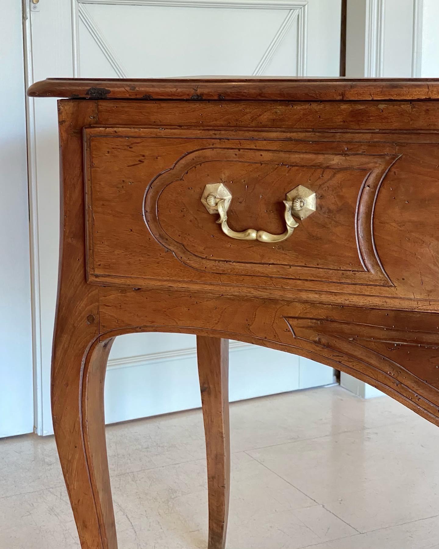Gilt Italian Mid-18th Century Walnut Console Table with Drawer For Sale
