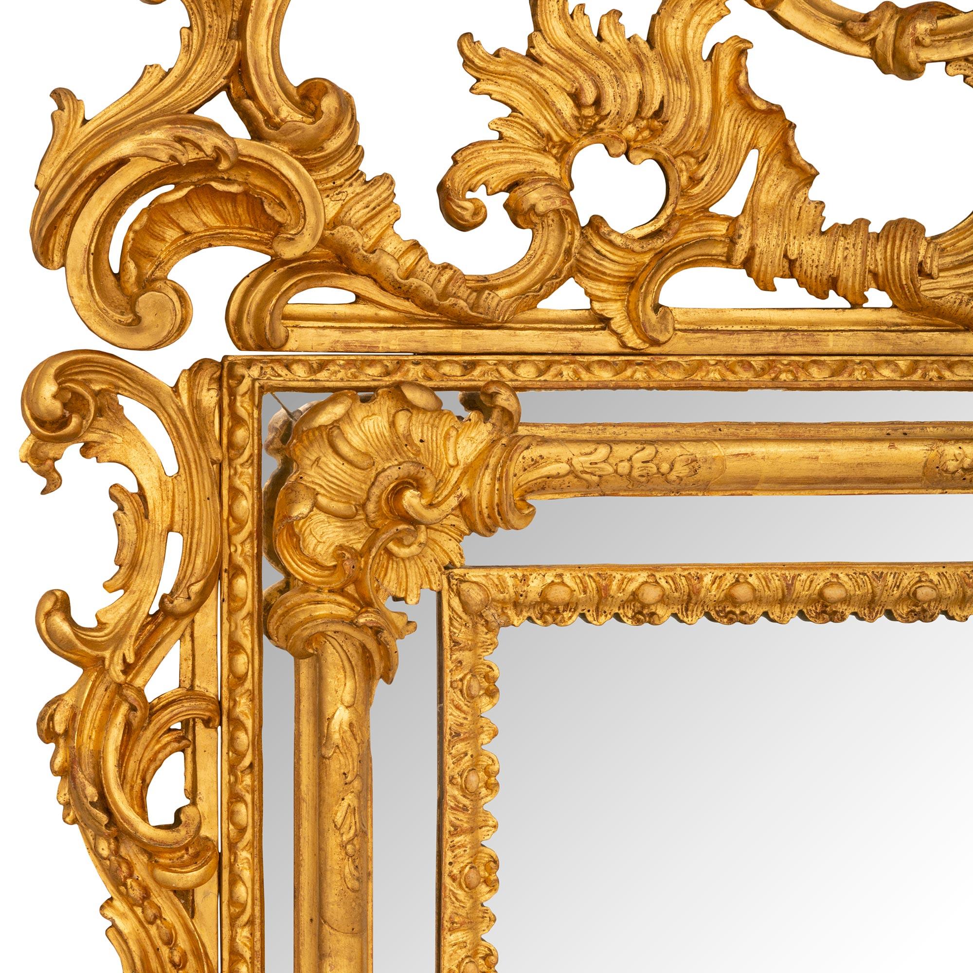 Italian Mid-19th Century Baroque St. Triple Framed Giltwood Mirror For Sale 2
