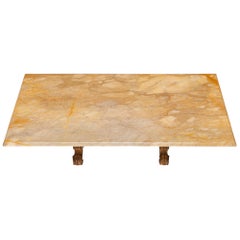 Italian Mid-19th Century Center Table in Mecca and Jaune de Sienne Marble