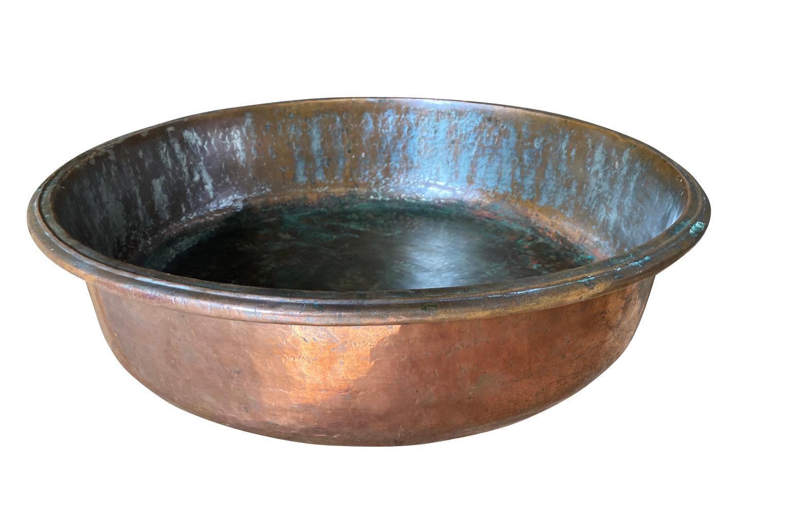A terrific and large scale Italian mid-19th century Copper Pan.  A fabulous decorative piece for any kitchen island or farm table.