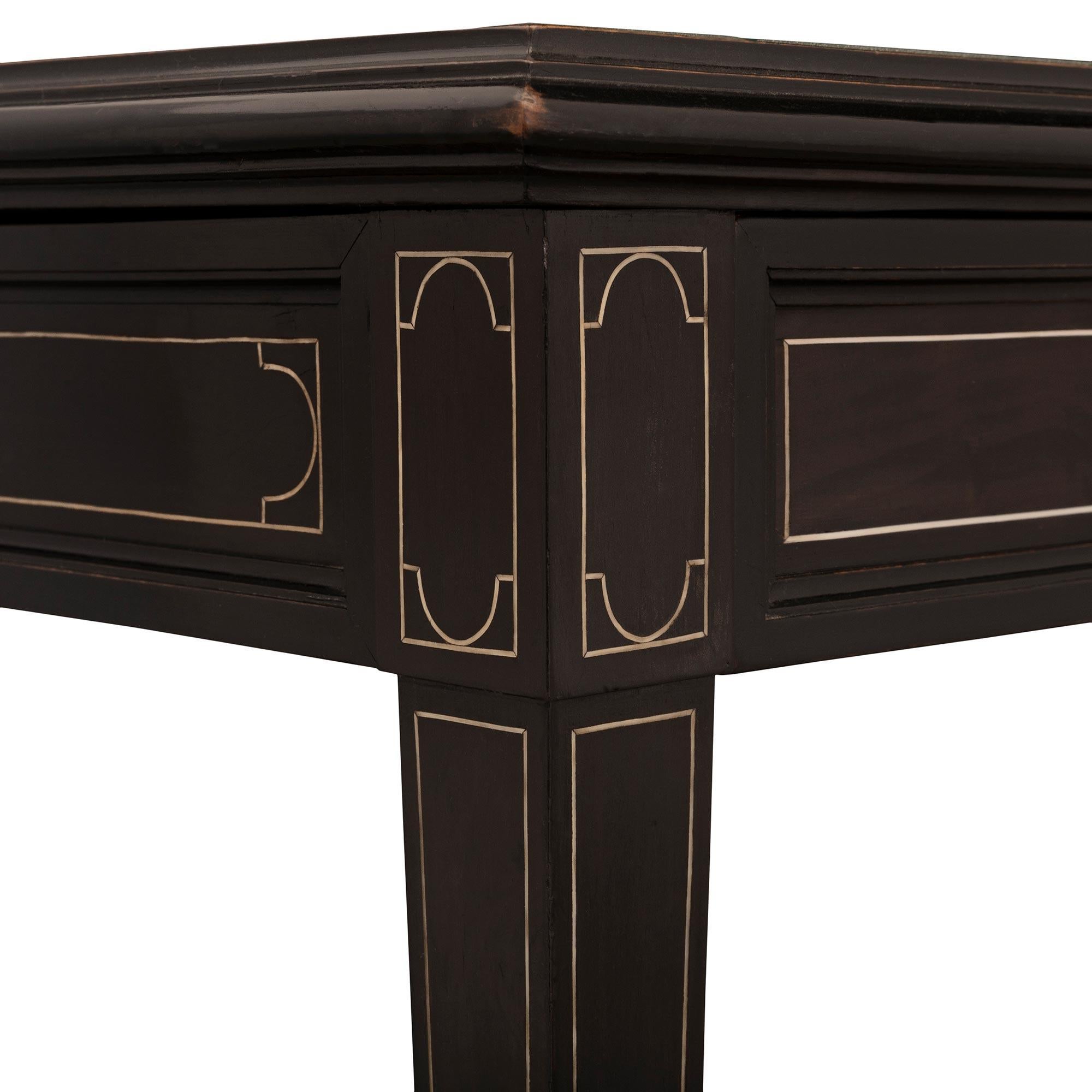 Italian Mid-19th Century Ebony and Bone Side Table with One Drawer For Sale 2