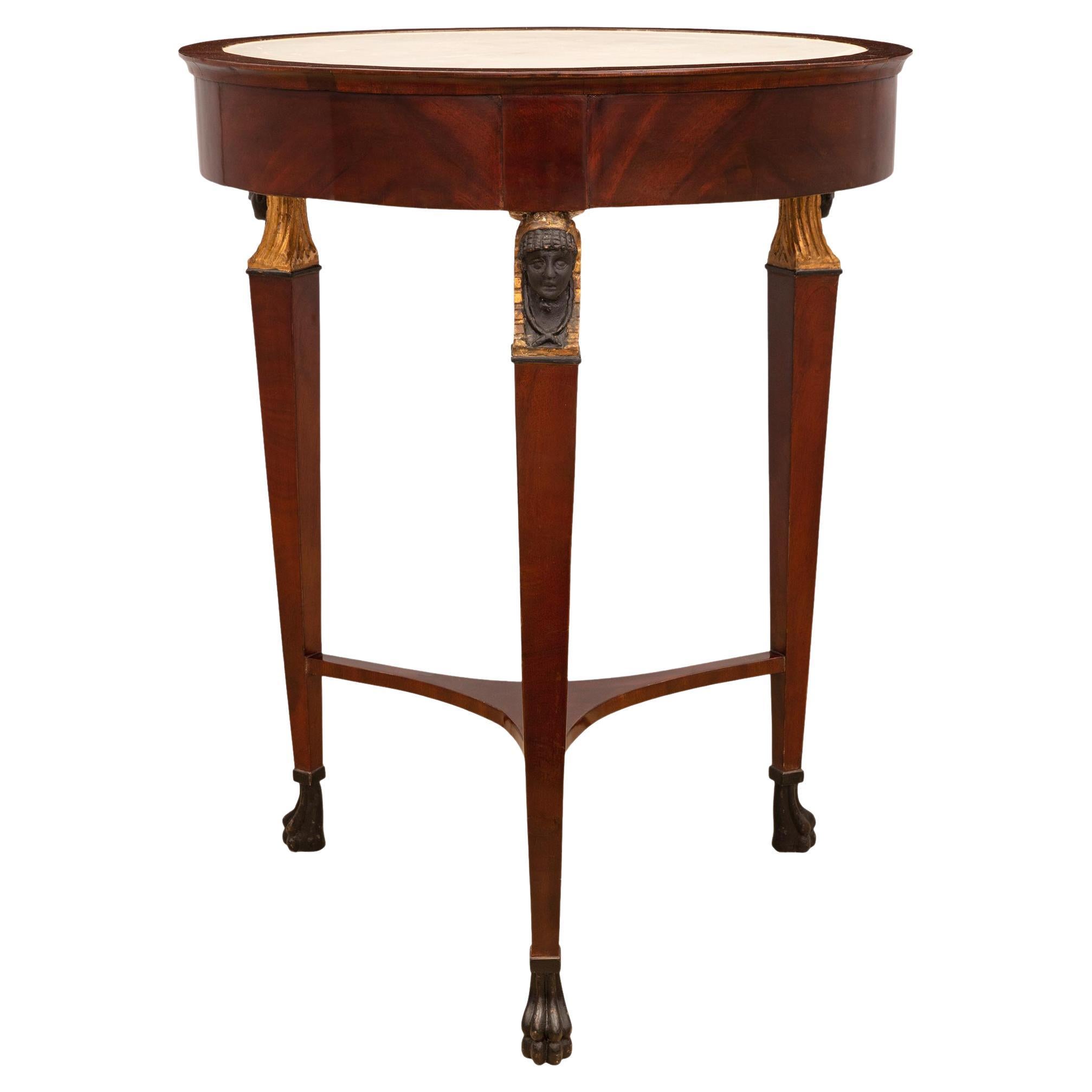 Italian Mid-19th Century Empire St. Circular Mahogany Center Table For Sale