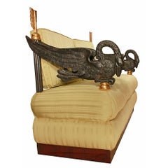 Settee italienne du milieu du 19e siècle en bois doré et acajou