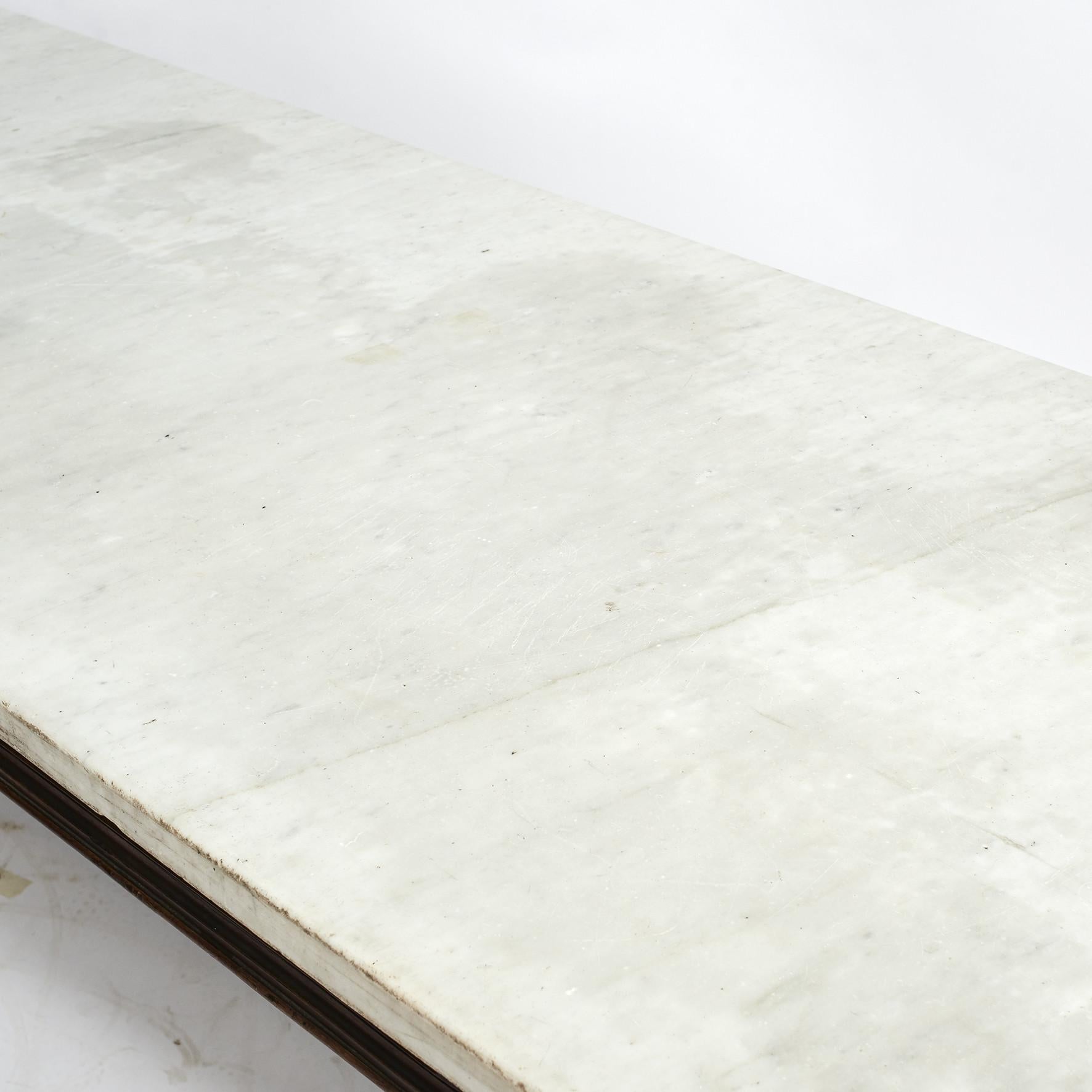 Italian Mid-19th Century Long Dinning Table with White Marble Top 4