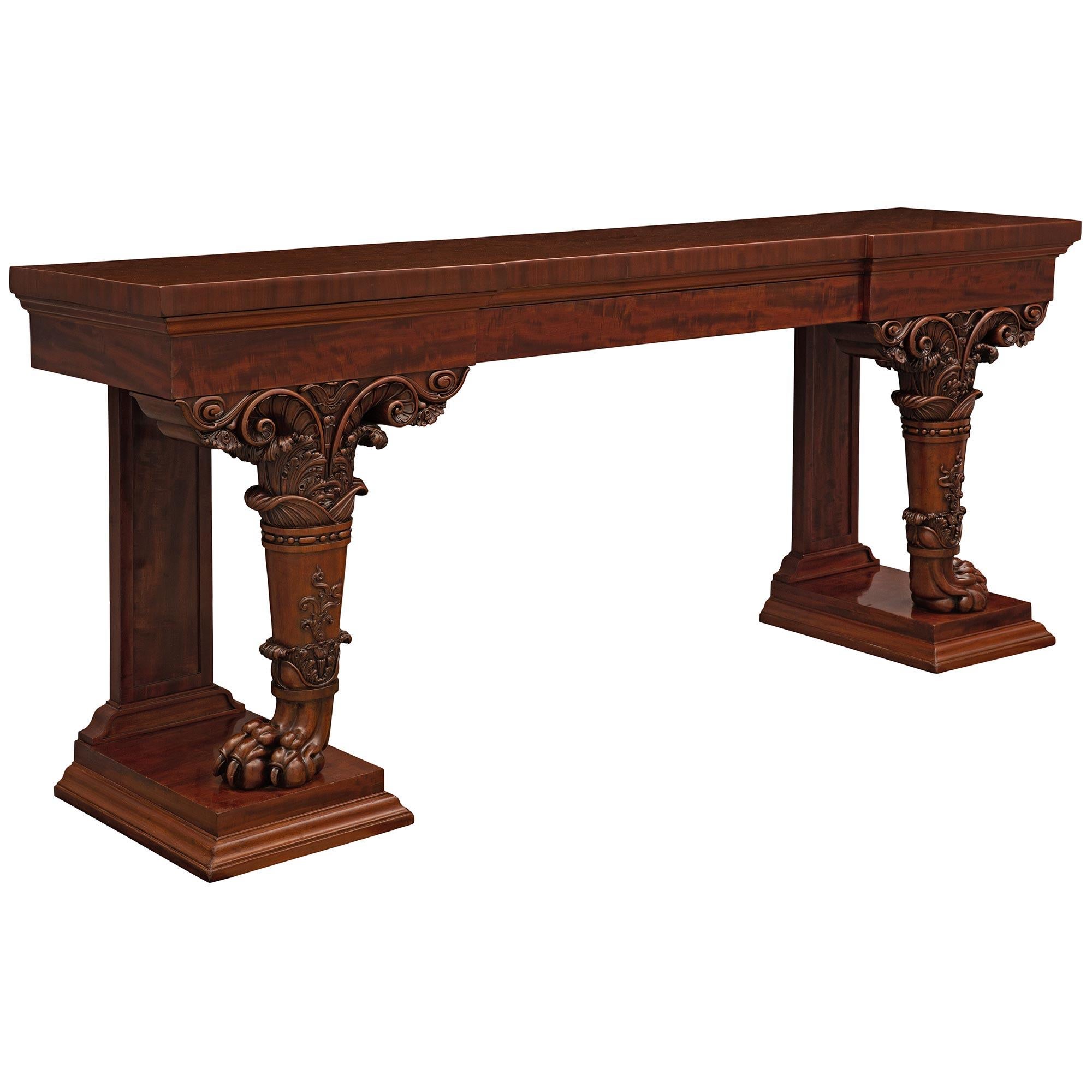 Italian Mid-19th Century Mahogany Regency St. Console In Good Condition For Sale In West Palm Beach, FL