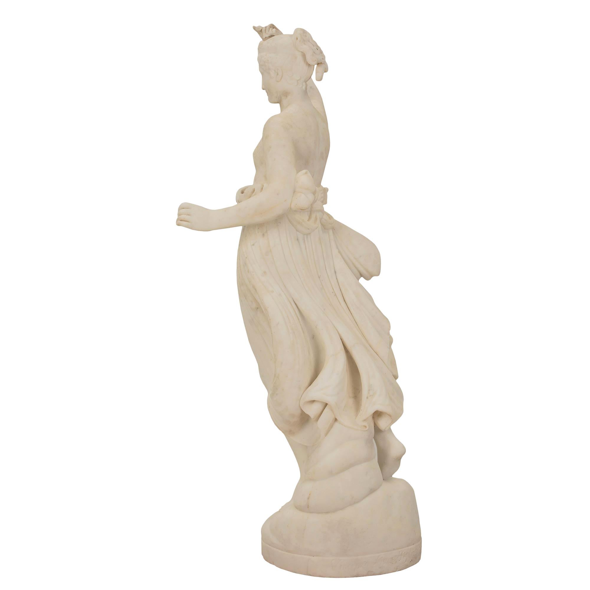 Italian Mid-19th Century Neoclassical St. White Carrara Marble Statue For Sale 1