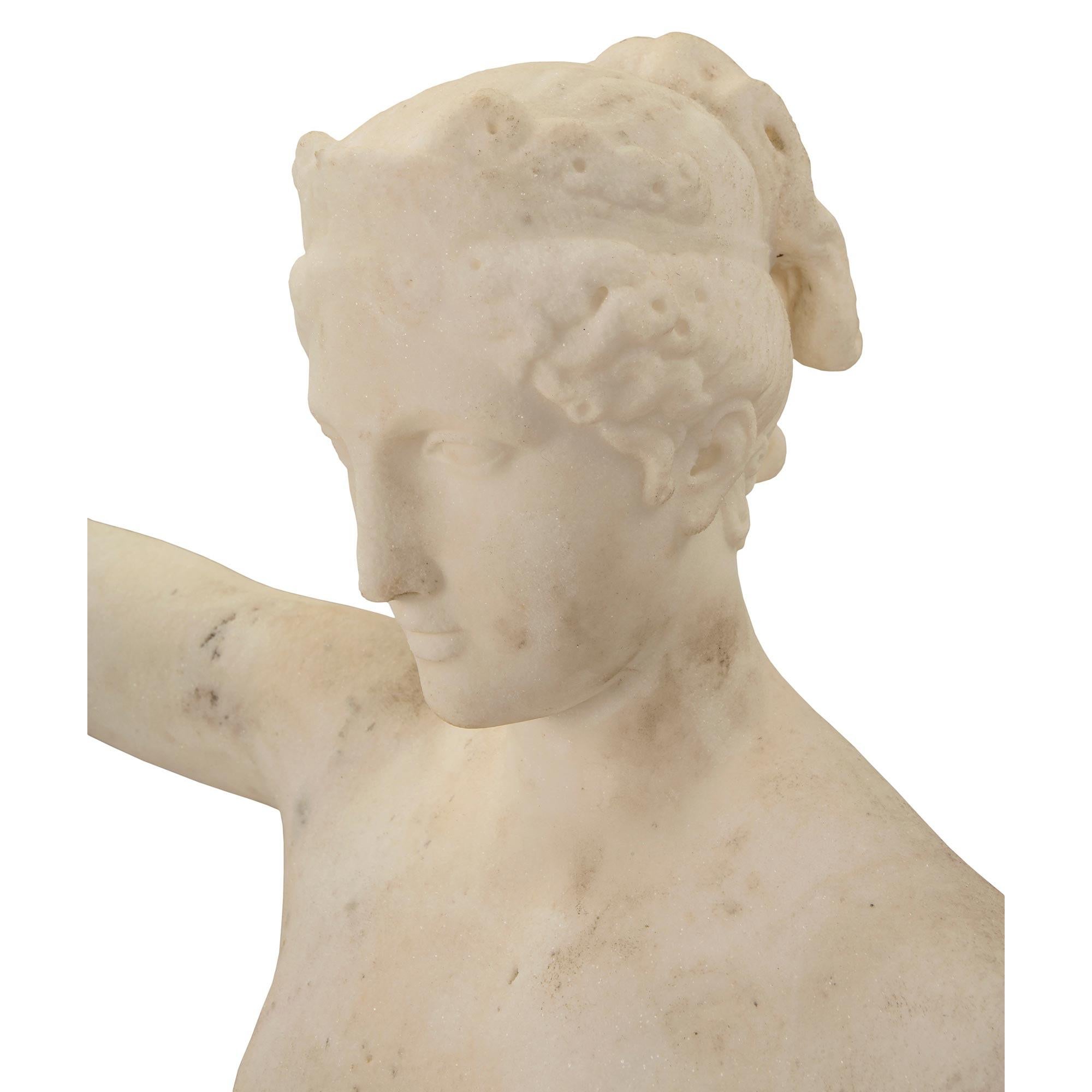 Italian Mid-19th Century Neoclassical St. White Carrara Marble Statue For Sale 3