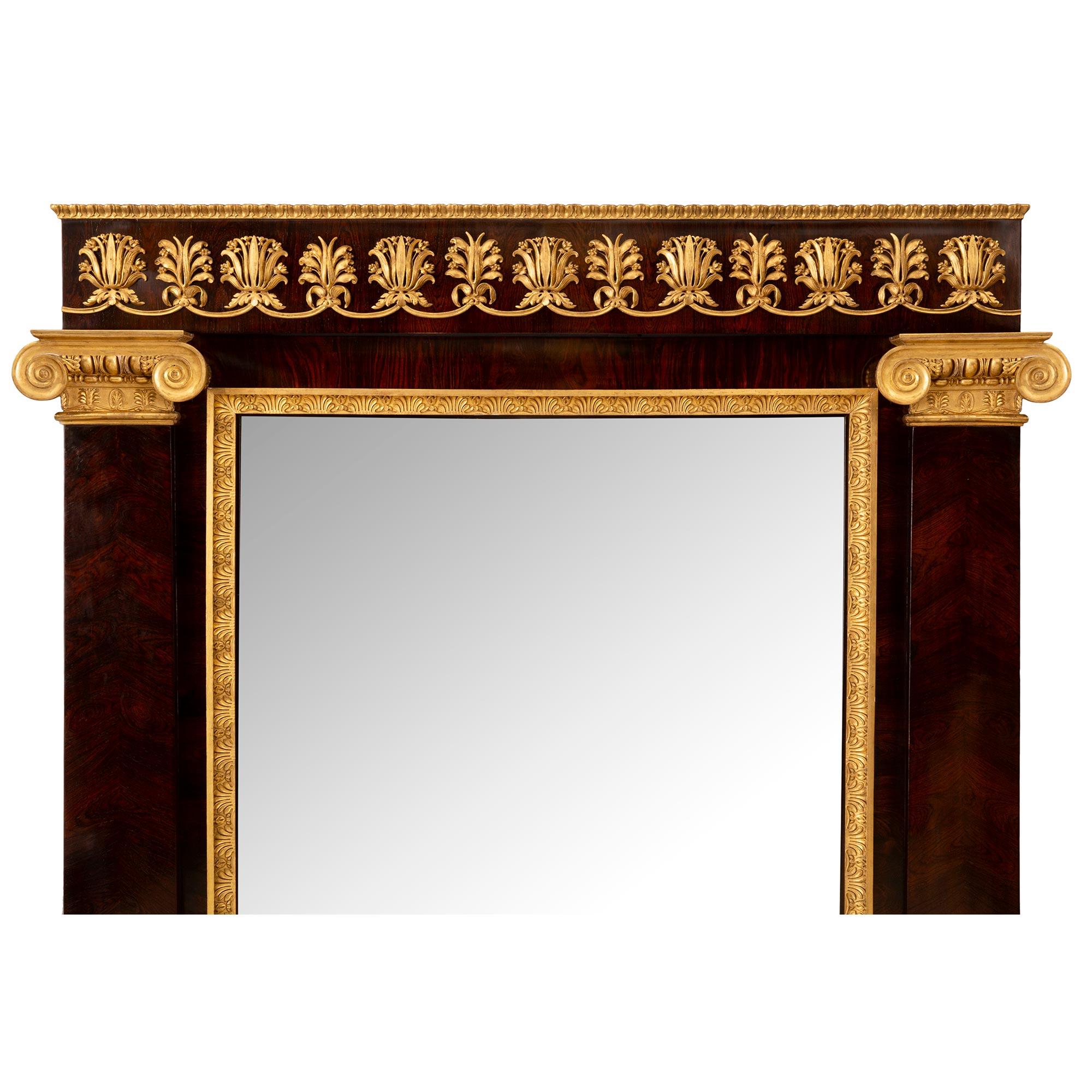 Italian Mid-19th Century Neoclassical Style Rosewood and Giltwood Mirror For Sale 1