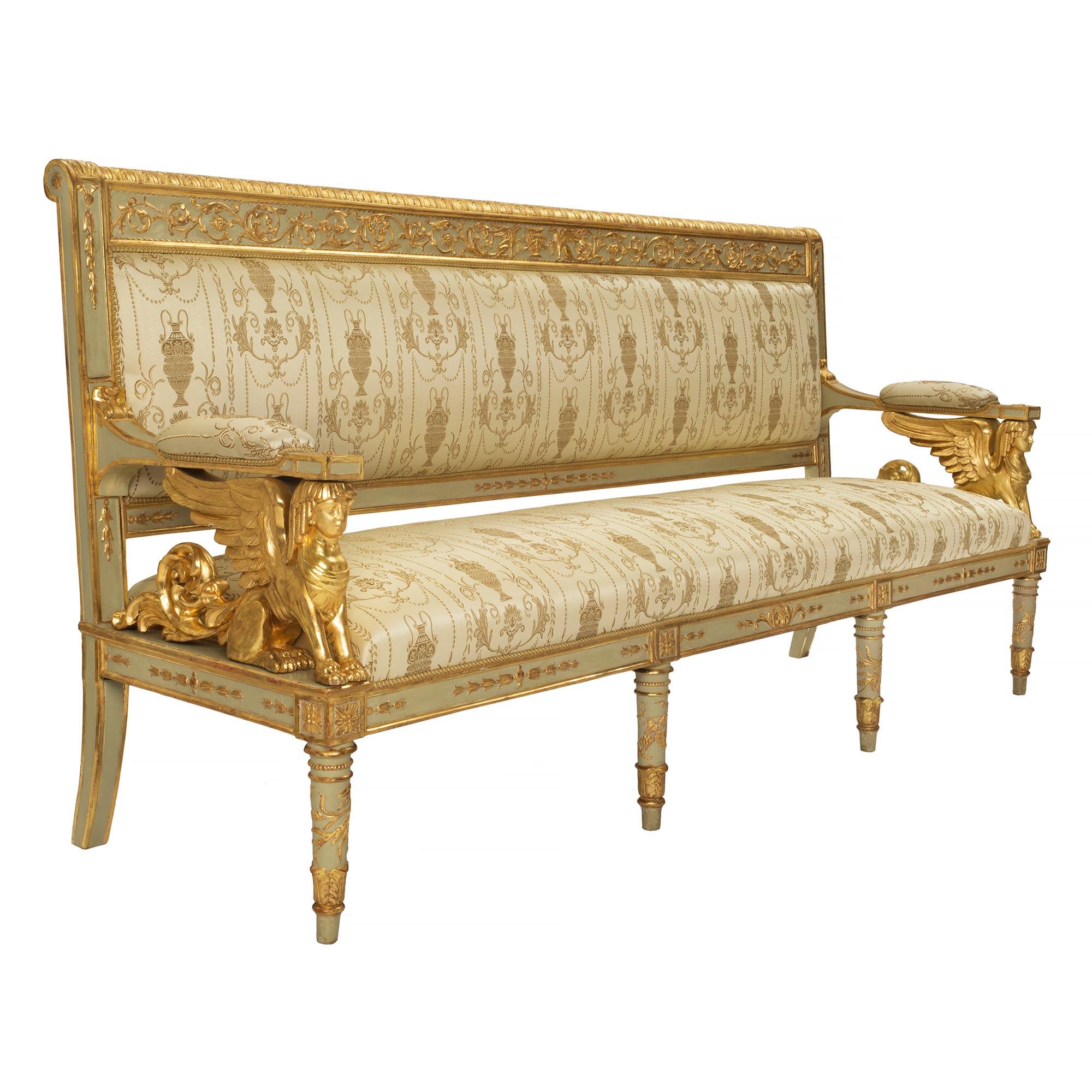 Giltwood Italian Mid-19th Century Neoclassical Style Settee For Sale