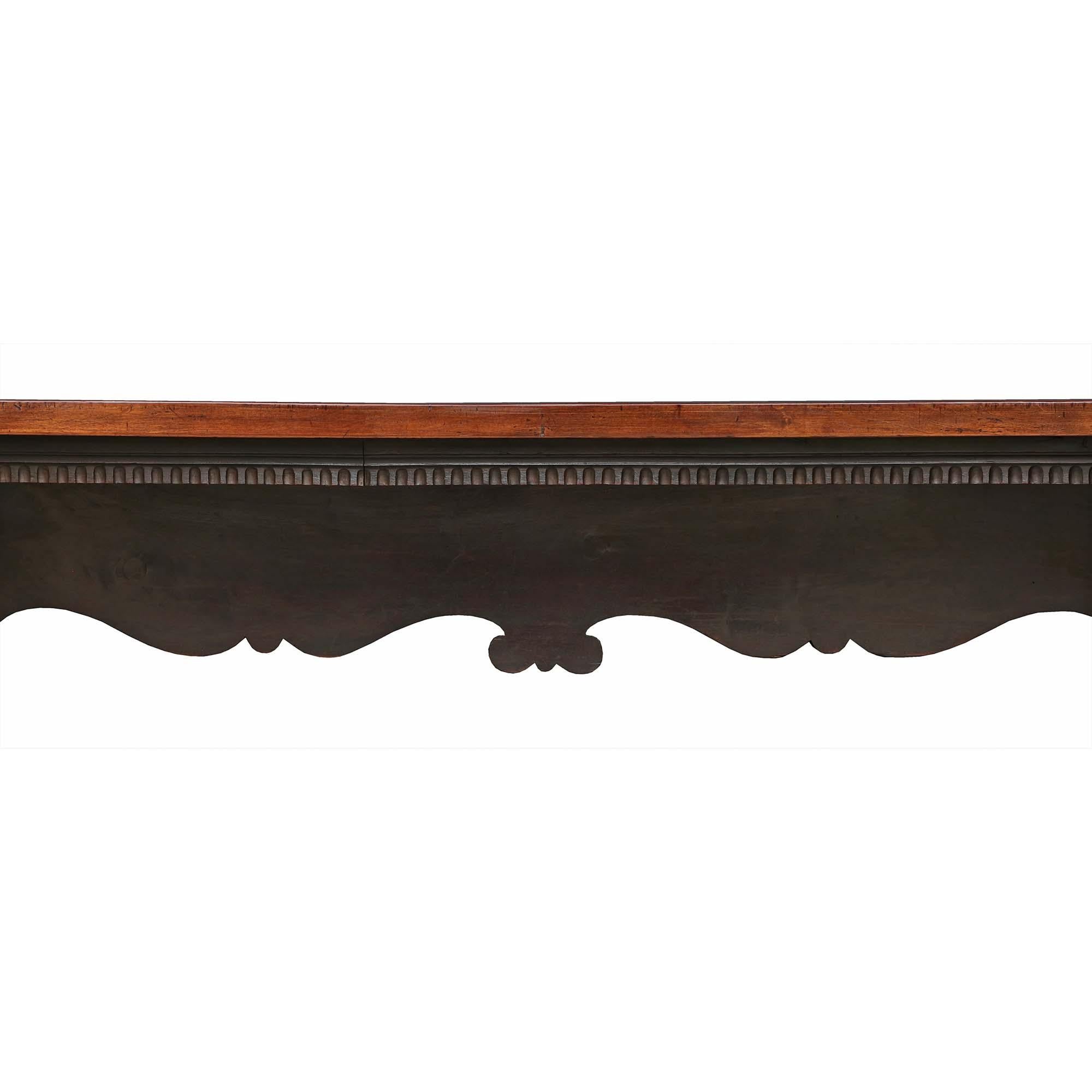 Italian Mid-19th Century Solid Walnut Trestle Table For Sale 4