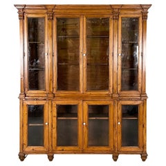 Credenza italiana in stile metà Ottocento in legno e vetro, anni '30