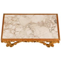 Italian Mid-19th Century Venetian Giltwood and Marble Freestanding Console