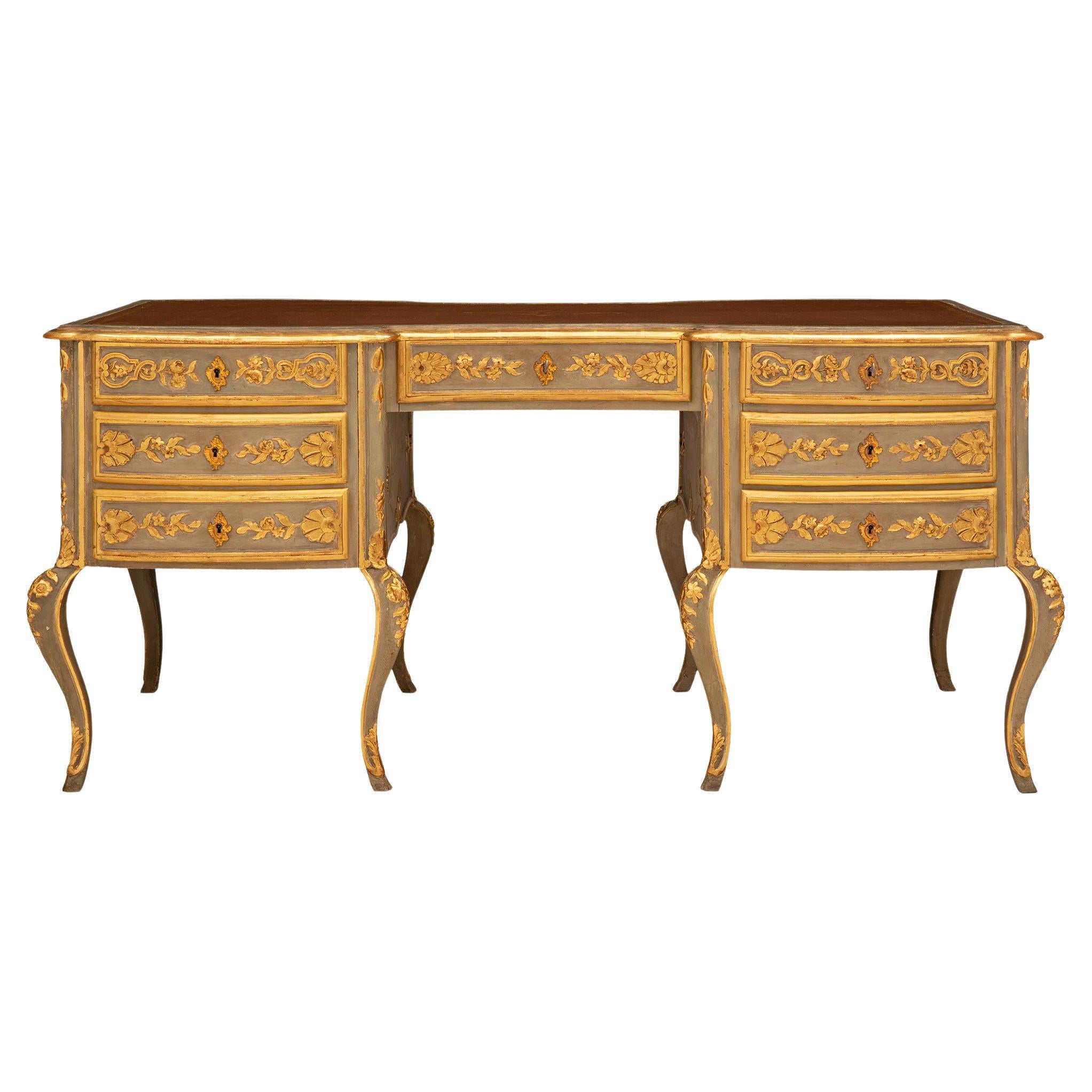 Italian Mid 19th Century Venetian St. Patinated And Giltwood Desk