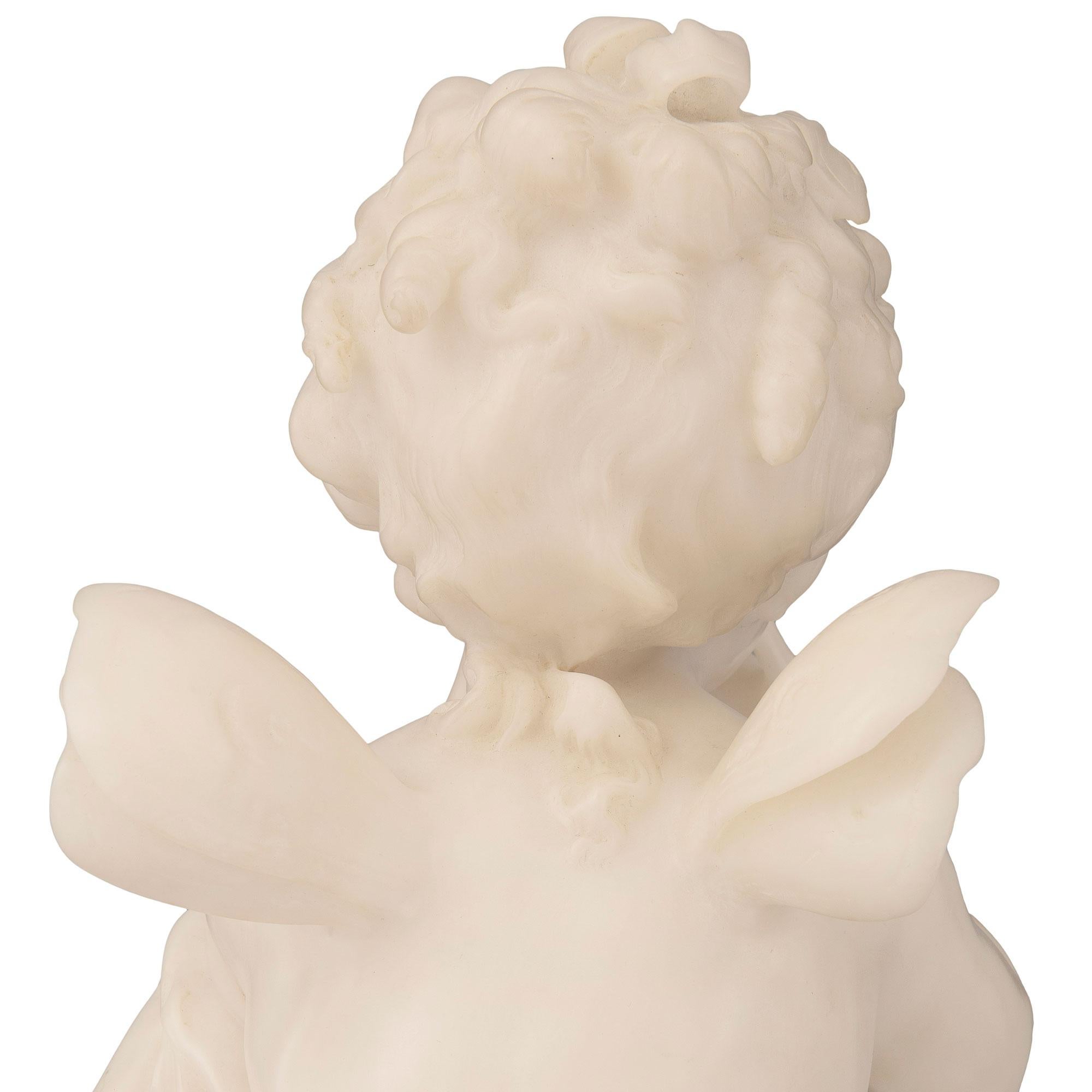 Italian Mid-19th Century White Carrara Marble Statue of Winged Girl For Sale 3
