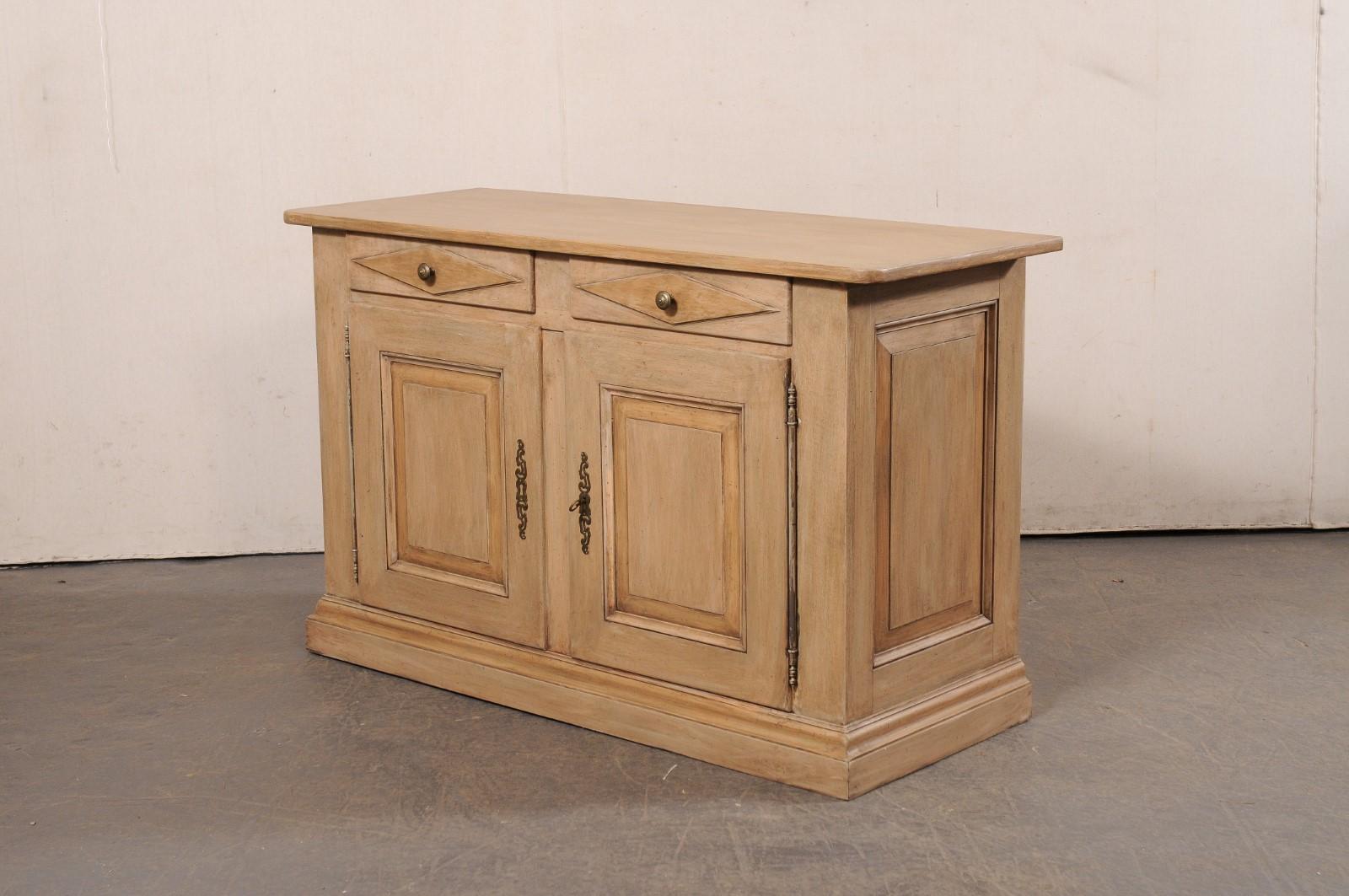 Italian Mid-20th C. Two Door Buffet Cabinet with Raised-Panel Design, 5 Ft Long For Sale 4