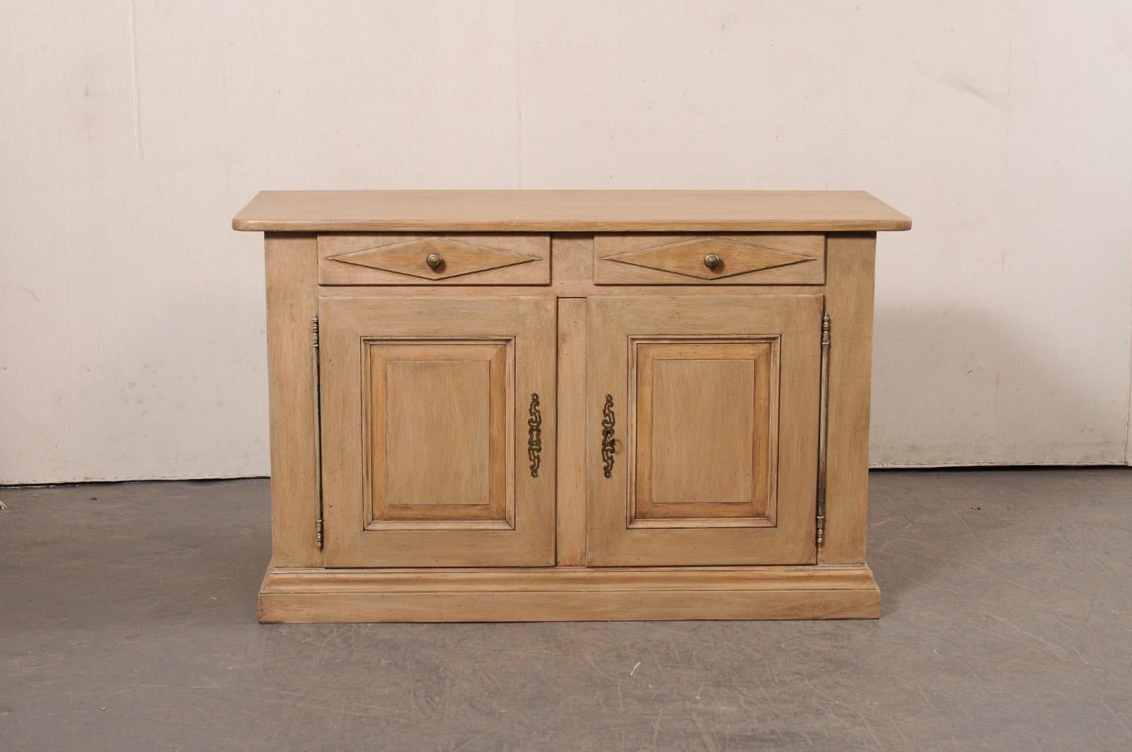 Italian Mid-20th C. Two Door Buffet Cabinet with Raised-Panel Design, 5 Ft Long For Sale 5